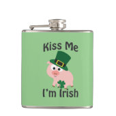 Küss mich, ich bin Irin! Schwein Flachmann (Vorderseite)