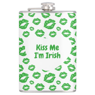 Küss mich, ich bin irisch Grüne Lippen St. Patrick Flachmann