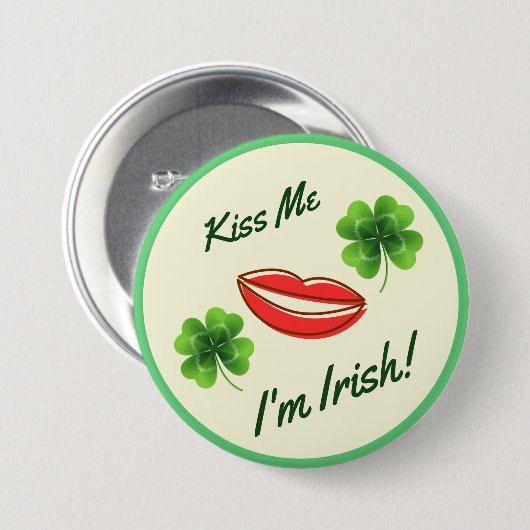 Küss mich, ich bin irisch St. Patrick’s Day Button (Vorne & Hinten)