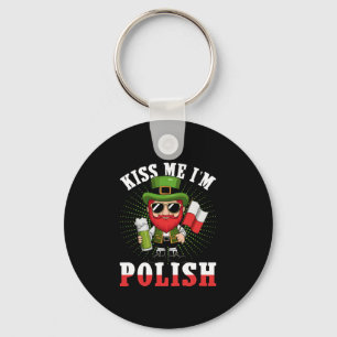 Küss mich, ich bin polnisch Flagge Polen St. Patri Schlüsselanhänger