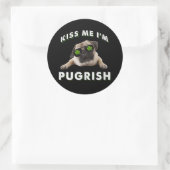 Küss mich i'm Pugrish Runder Aufkleber (Tasche)