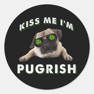 Küss mich i'm Pugrish Runder Aufkleber