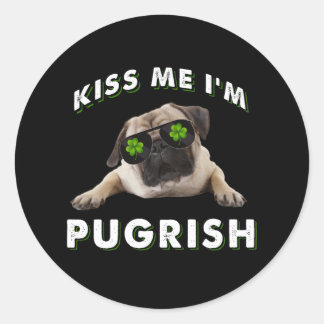 Küss mich i'm Pugrish Runder Aufkleber
