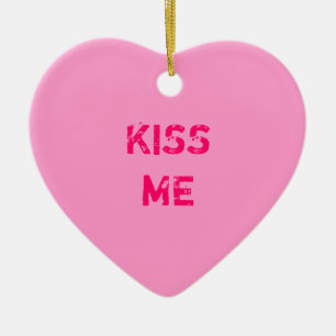 Küss mich Konversationsherz-Ornament Keramik Ornament