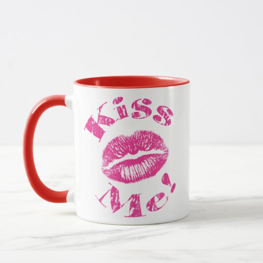 Küss mich! Rosa Lippen Tasse (Links)
