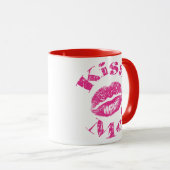 Küss mich! Rosa Lippen Tasse (VorderseiteRechts)