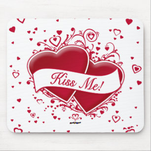 Küss mich! Rote Herzen Mousepad