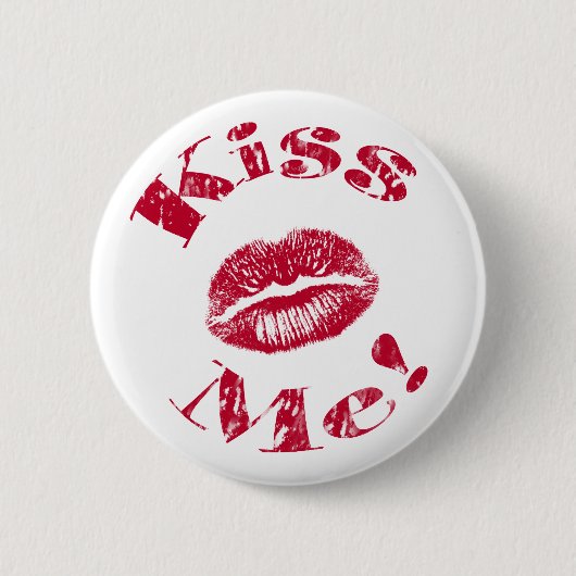 Küss mich! Rote Lippen Button (Vorderseite)