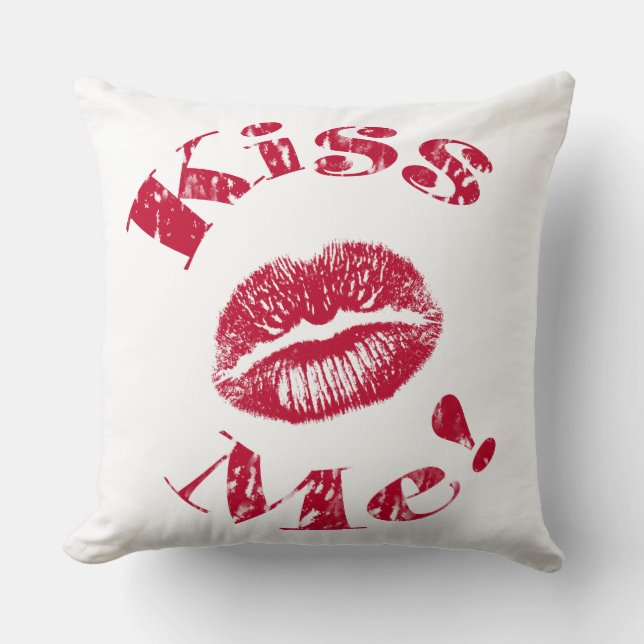 Küss mich! Rote Lippen Kissen (Vorderseite)