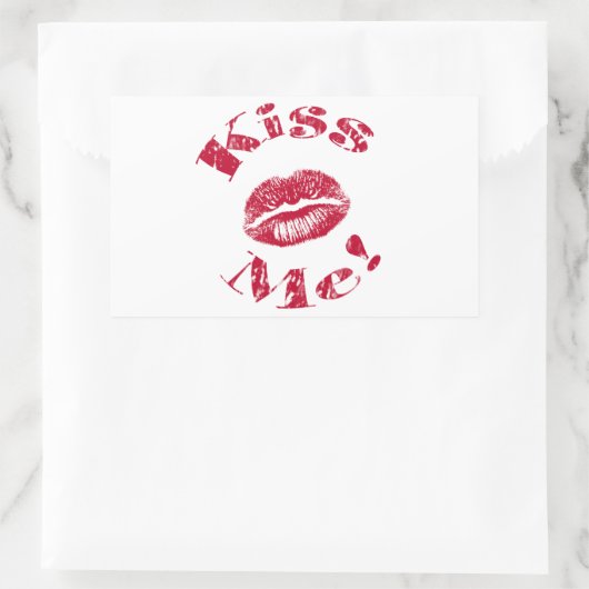 Küss mich! Rote Lippen Rechteckiger Aufkleber (Tasche)