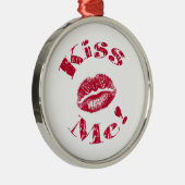 Küss mich! Rote Lippen Silbernes Ornament (Rechts)