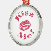 Küss mich! Rote Lippen Silbernes Ornament (Links)