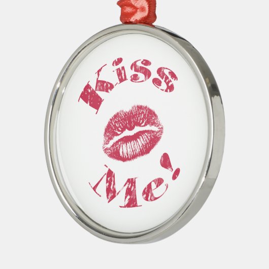 Küss mich! Rote Lippen Silbernes Ornament (Links)