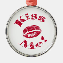 Küss mich! Rote Lippen Silbernes Ornament