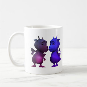Küss mich schnell Süßer blauer und rosa Baby-Drach Kaffeetasse