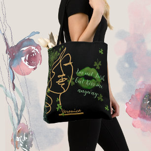 Küss mich Shamrock schwarz Tasche