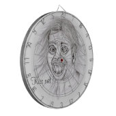 Küss mich! Stift gezeichnet Schwarzweißdesign Dartscheibe (Vorderseite Links)