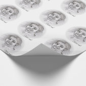 Küss mich! Stift gezeichnet Schwarzweißdesign Geschenkpapier (Ecke)