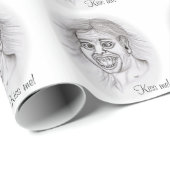 Küss mich! Stift gezeichnet Schwarzweißdesign Geschenkpapier (Rolleneckpunkt)