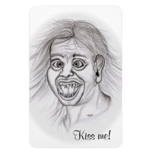 Küss mich! Stift gezeichnet Schwarzweißdesign Magnet
