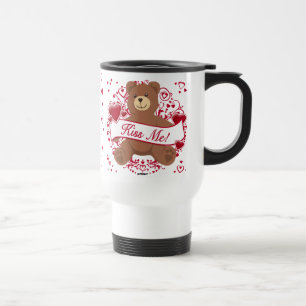 Küss mich! Teddybär zum Valentinstag Reisebecher