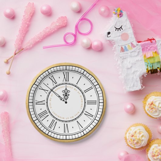 Küss mich um Mitternacht, New Years Clock Pappteller (Party)