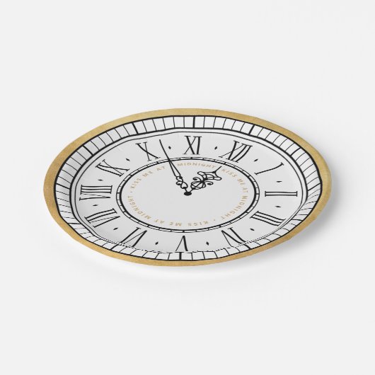 Küss mich um Mitternacht, New Years Clock Pappteller (Schrägansicht)