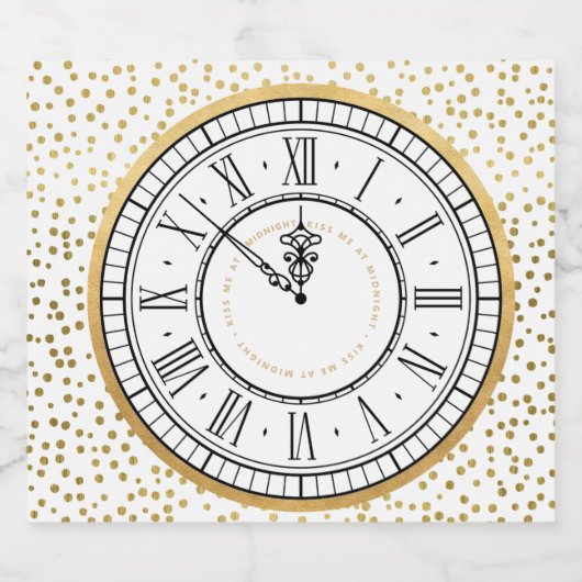 Küss mich um Mitternacht, New Years Clock Schaumweinetikett (Einzelnes Label)