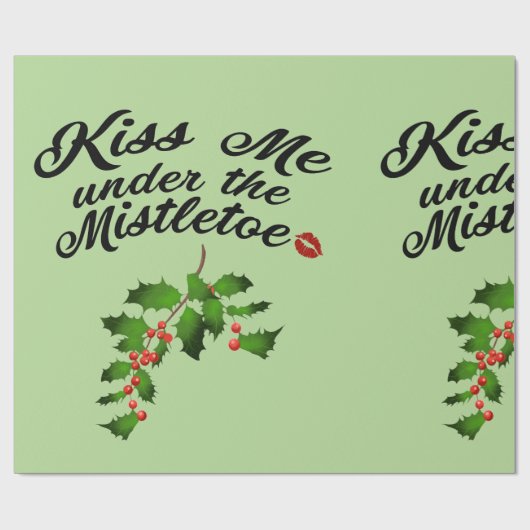 Küss mich unter dem Mistletoe (grün) Geschenkpapier (Flach)