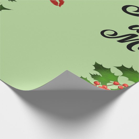 Küss mich unter dem Mistletoe (grün) Geschenkpapier (Ecke)