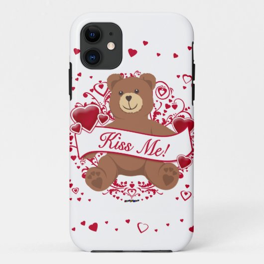 Küss mich! Valentinstag Teddybär Case-Mate iPhone Hülle (Rückseite)