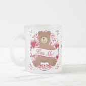 Küss mich! Valentinstag Teddybär Mattglastasse (Links)