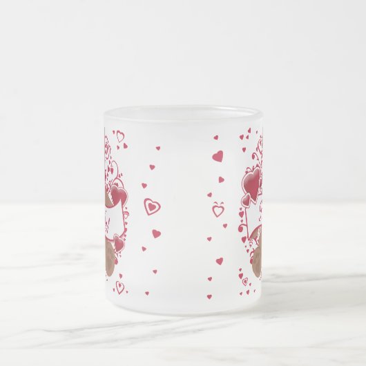 Küss mich! Valentinstag Teddybär Mattglastasse (Mittel)