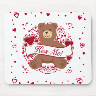Küss mich! Valentinstag Teddybär Mousepad