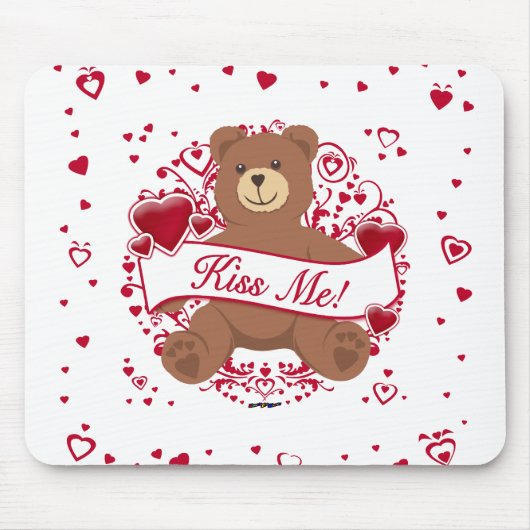 Küss mich! Valentinstag Teddybär Mousepad (Vorne)