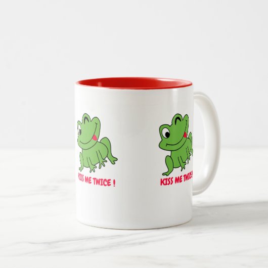 Küss mich zweimal! Niedlicher Frosch entwerfen Kaf Zweifarbige Tasse (VorderseiteRechts)