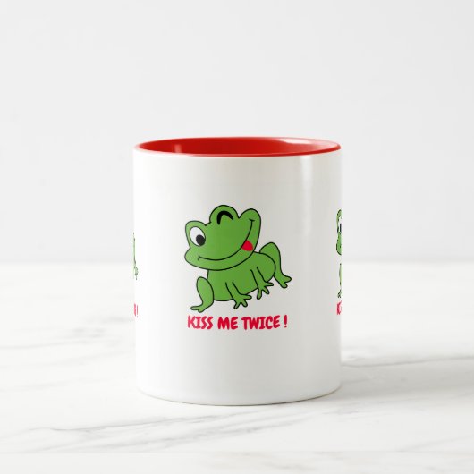 Küss mich zweimal! Niedlicher Frosch entwerfen Kaf Zweifarbige Tasse (Mittel)