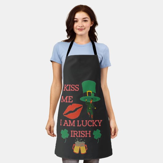 Küss mir, dass ich heute glücklich irre bin schürze (Getragen)