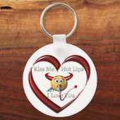 Kuss mir heiße Lippen Herz Schlüsselanhänger (Vorderseite)