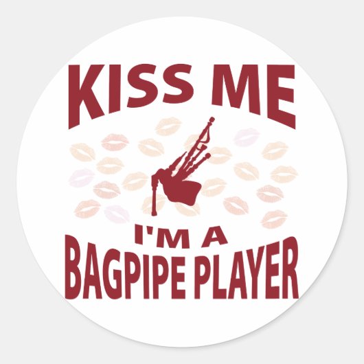 Kuss mir, ich bin ein Bagpipe Player Runder Aufkleber (Vorderseite)