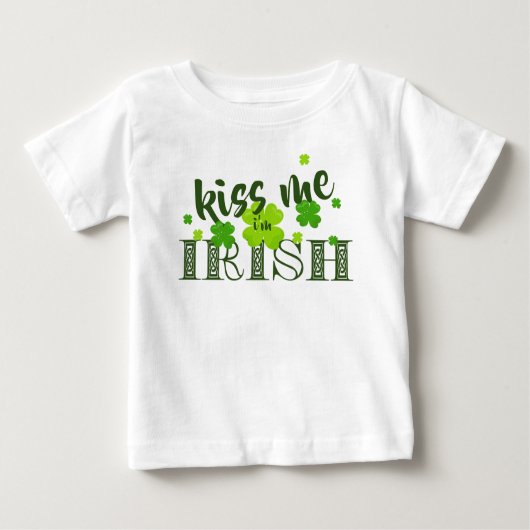 Kuss mir, ich bin irisch Lucky Clover Green St Pad Baby T-shirt (Vorderseite)