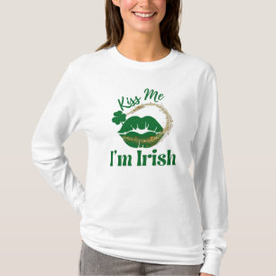 Küss mir, ich bin irische Lippen und Kleeblatt Fra T-Shirt