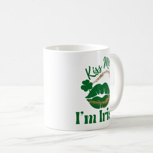 Küss mir, ich bin irische Lippen und Kleeblatt Kaffeetasse (VorderseiteRechts)