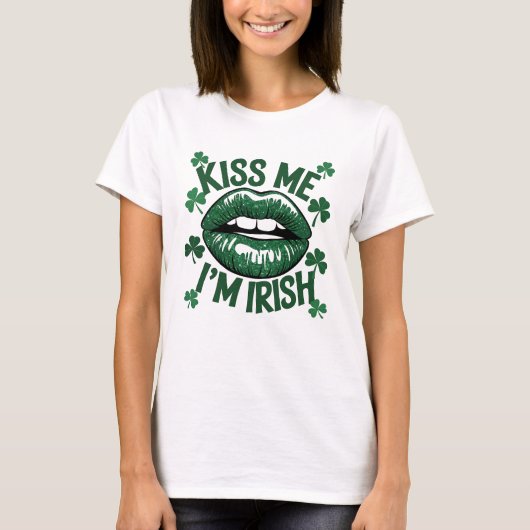 Kuss mir, ich bin irischer St. Patrick's Day T-Shirt (Vorderseite)