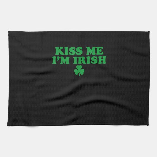 Kuss mir, ich bin irisches Kleeblatt, St Patricks Geschirrtuch (Horizontal)