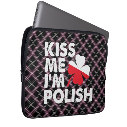 Kuss mir Ich bin Polnischer Funny St Patricks Day  Laptopschutzhülle (Vorne Rechts)