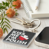Kuss mir Ich bin Polnischer Funny St Patricks Day Schlüsselanhänger (Vorderseite rechts)