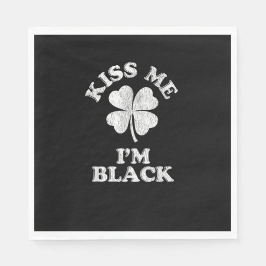 Kuss mir, ich bin schwarzer T - Shirt Serviette (Vorderseite)