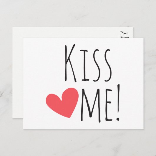 Küss mir Liebe rotes Herz denken Sie, Hallo Postkarte (Vorne/Hinten)