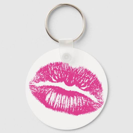 Kuss, rosa Lippen Schlüsselanhänger (Vorderseite)
